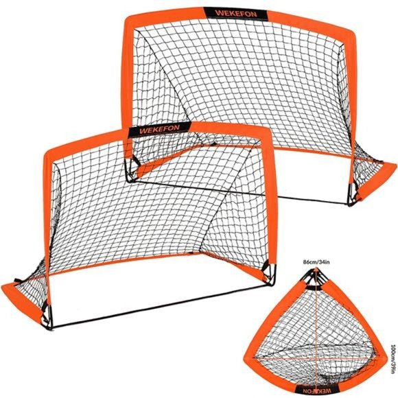 Soccer Goals Set of 2 - Size 3.6'x2.7' Portable Foldable Pop Up Soccer Net